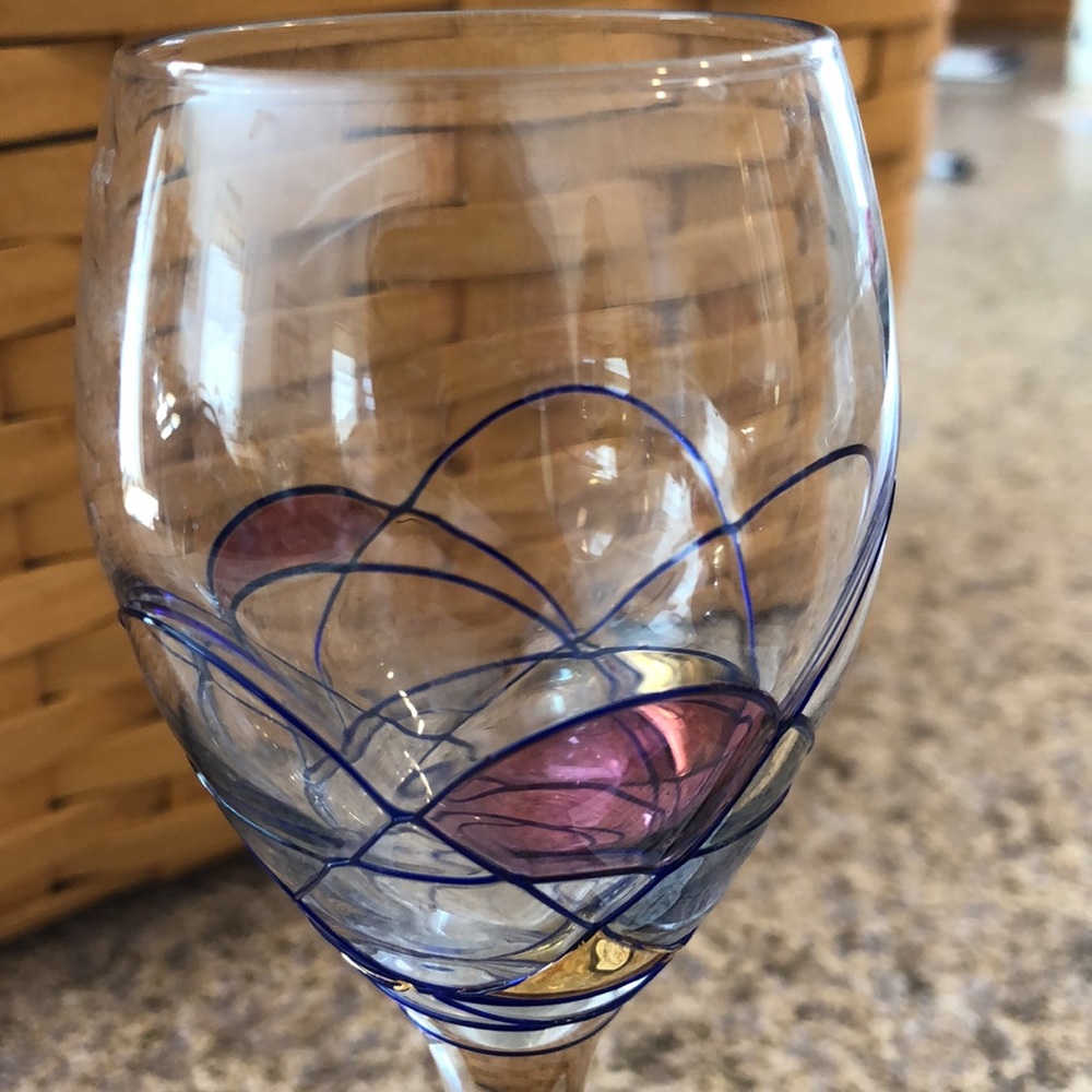 The Milano Collection 1 Single Glass Color Swirl with Gold - Picture 3 of 11